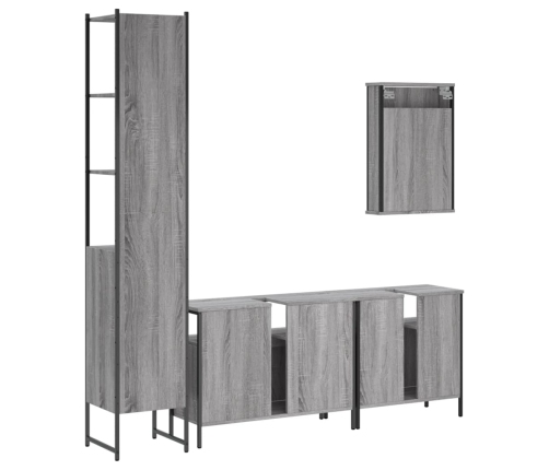 Set de muebles de baño 4 pzas madera contrachapada gris sonoma