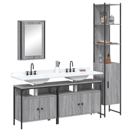 Set de muebles de baño 4 pzas madera contrachapada gris sonoma