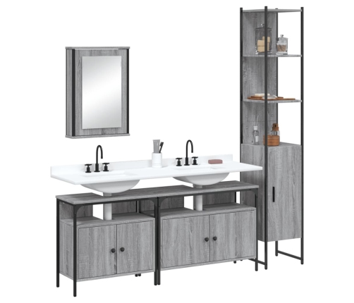 Set de muebles de baño 4 pzas madera contrachapada gris sonoma