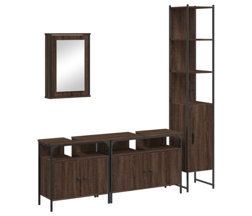 Set de muebles baño 4 pzas madera contrachapada roble marrón