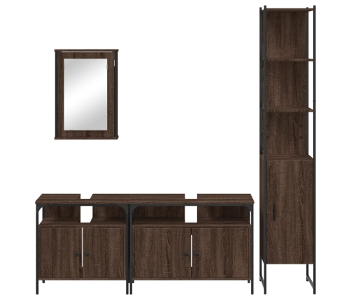 Set de muebles baño 4 pzas madera contrachapada roble marrón