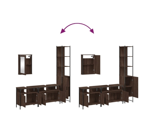 Set de muebles baño 4 pzas madera contrachapada roble marrón