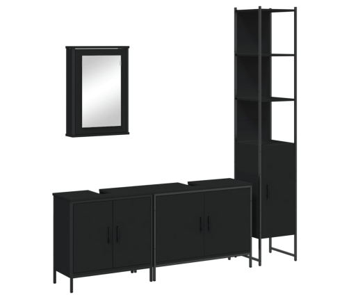 Juego de muebles de baño 4 pzas madera contrachapada negro