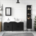 Juego de muebles de baño 4 pzas madera contrachapada negro