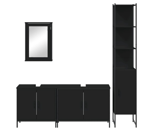 Juego de muebles de baño 4 pzas madera contrachapada negro