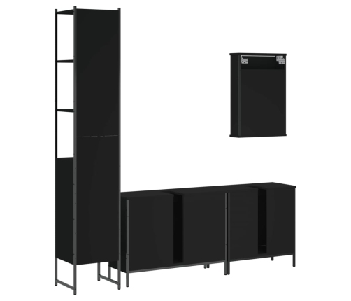 Juego de muebles de baño 4 pzas madera contrachapada negro