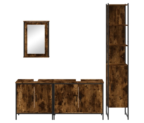 Set de muebles baño 4 pzas madera contrachapada roble ahumado