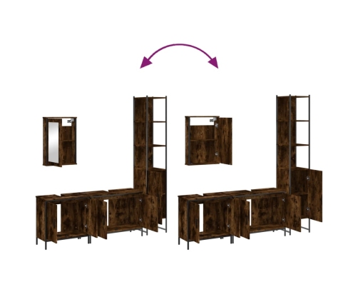 Set de muebles baño 4 pzas madera contrachapada roble ahumado