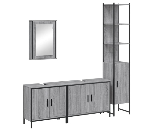 Set de muebles de baño 4 pzas madera contrachapada gris sonoma