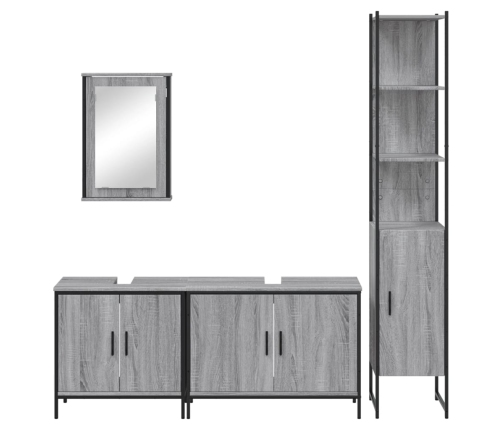 Set de muebles de baño 4 pzas madera contrachapada gris sonoma