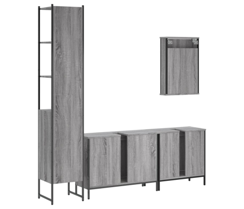 Set de muebles de baño 4 pzas madera contrachapada gris sonoma