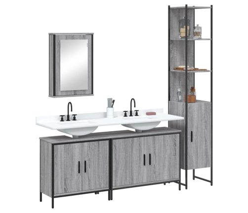 Set de muebles de baño 4 pzas madera contrachapada gris sonoma