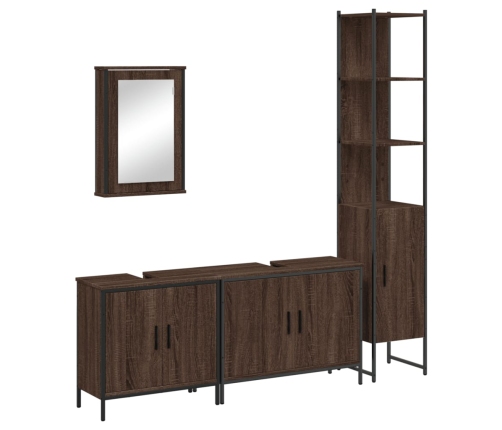 Set de muebles baño 4 pzas madera contrachapada roble marrón