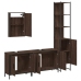 Set de muebles baño 4 pzas madera contrachapada roble marrón