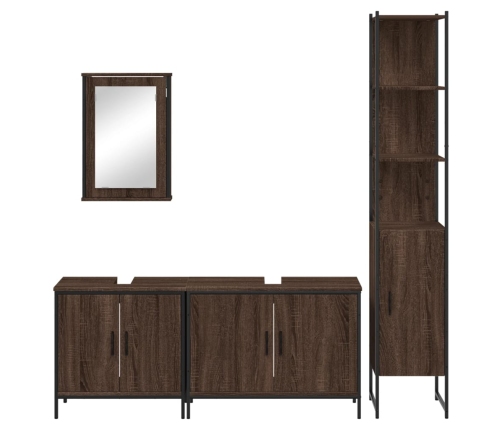 Set de muebles baño 4 pzas madera contrachapada roble marrón