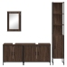 Set de muebles baño 4 pzas madera contrachapada roble marrón