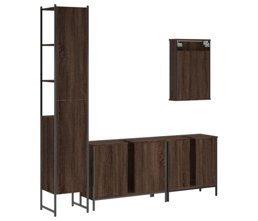 Set de muebles baño 4 pzas madera contrachapada roble marrón