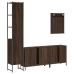 Set de muebles baño 4 pzas madera contrachapada roble marrón