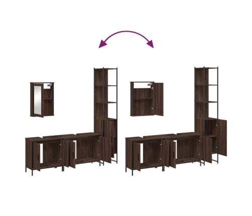 Set de muebles baño 4 pzas madera contrachapada roble marrón