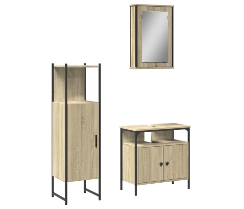 Set de muebles de baño 3 pzas madera contrachapada roble Sonoma