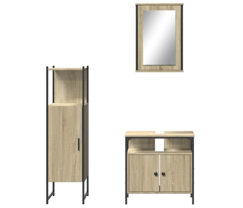 Set de muebles de baño 3 pzas madera contrachapada roble Sonoma