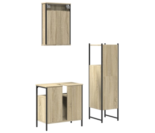 Set de muebles de baño 3 pzas madera contrachapada roble Sonoma