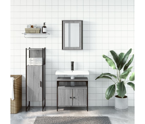 Set de muebles de baño 3 pzas madera contrachapada gris sonoma