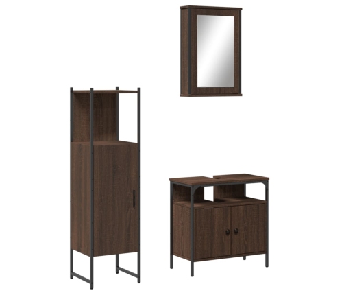 Set de muebles baño 3 pzas madera contrachapada roble marrón