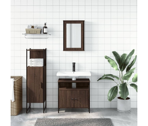 Set de muebles baño 3 pzas madera contrachapada roble marrón