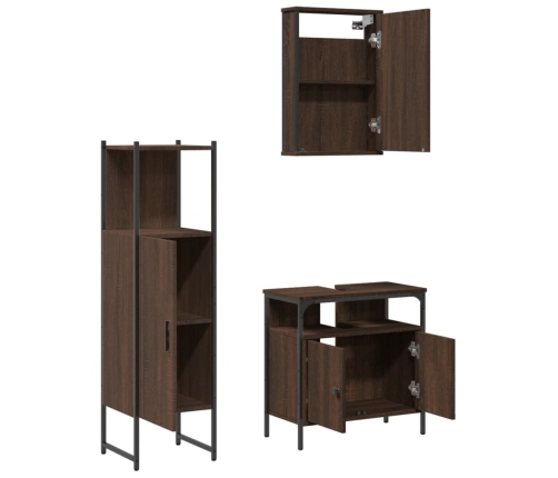 Set de muebles baño 3 pzas madera contrachapada roble marrón