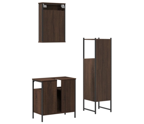 Set de muebles baño 3 pzas madera contrachapada roble marrón