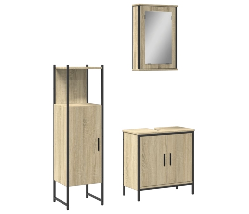 Set de muebles de baño 3 pzas madera contrachapada roble Sonoma