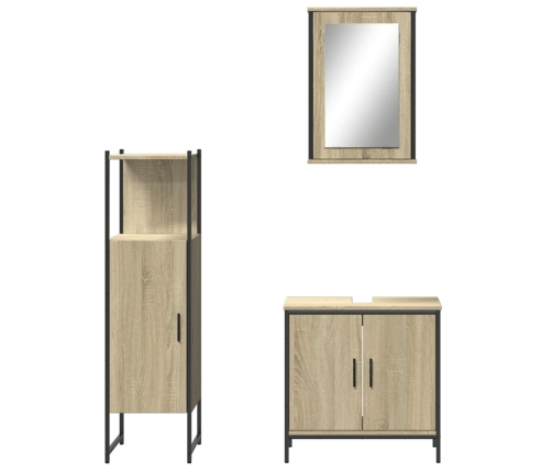 Set de muebles de baño 3 pzas madera contrachapada roble Sonoma