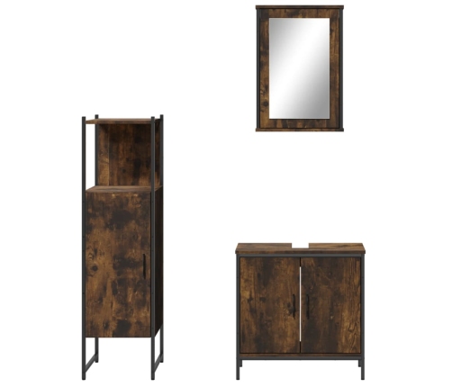 Set de muebles baño 3 pzas madera contrachapada roble ahumado