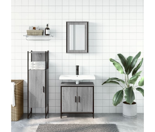 Set de muebles de baño 3 pzas madera contrachapada gris sonoma