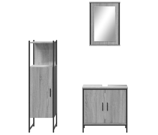 Set de muebles de baño 3 pzas madera contrachapada gris sonoma