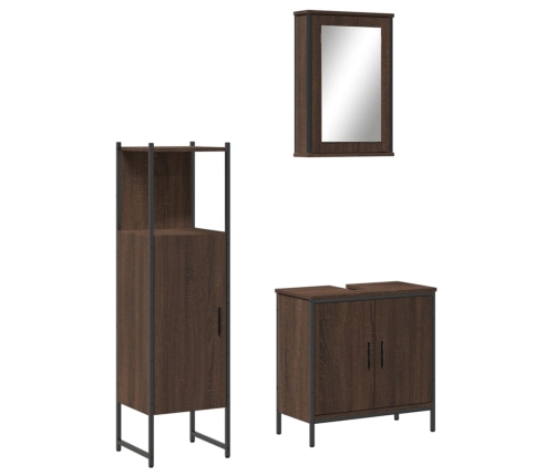 Set de muebles baño 3 pzas madera contrachapada roble marrón