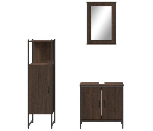 Set de muebles baño 3 pzas madera contrachapada roble marrón