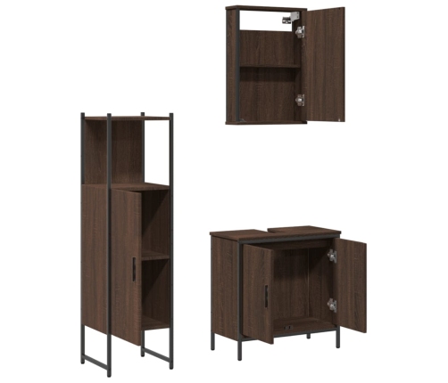 Set de muebles baño 3 pzas madera contrachapada roble marrón