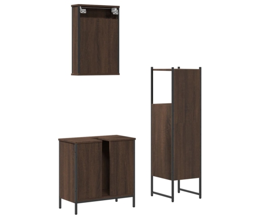 Set de muebles baño 3 pzas madera contrachapada roble marrón