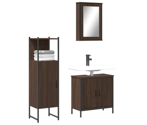 Set de muebles baño 3 pzas madera contrachapada roble marrón