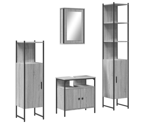 Set de muebles de baño 4 pzas madera contrachapada gris sonoma