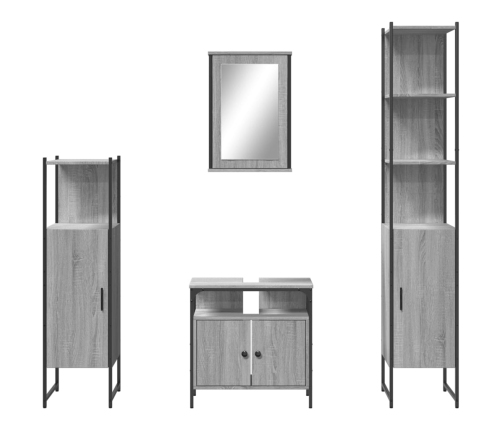 Set de muebles de baño 4 pzas madera contrachapada gris sonoma