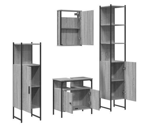 Set de muebles de baño 4 pzas madera contrachapada gris sonoma