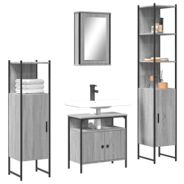 Set de muebles de baño 4 pzas madera contrachapada gris sonoma