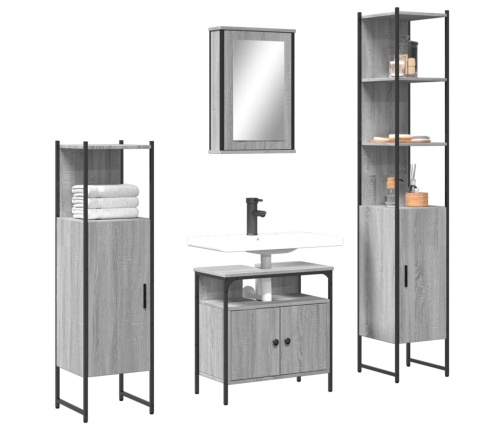 Set de muebles de baño 4 pzas madera contrachapada gris sonoma