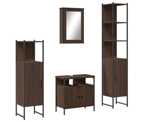 Set de muebles baño 4 pzas madera contrachapada roble marrón