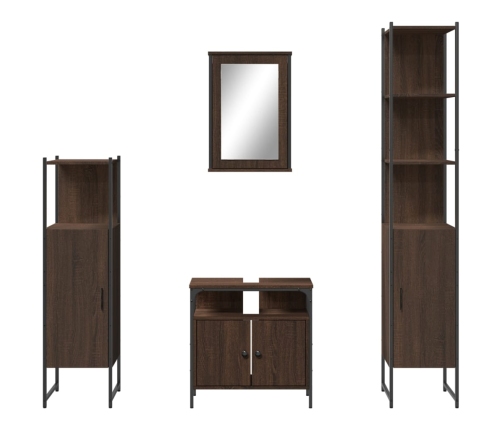 Set de muebles baño 4 pzas madera contrachapada roble marrón