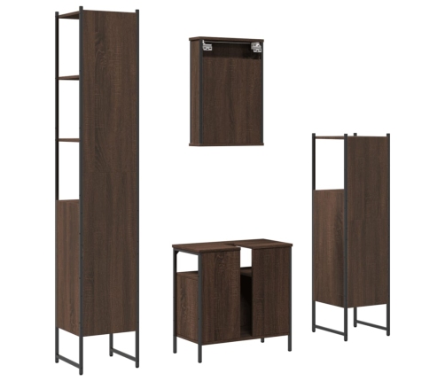 Set de muebles baño 4 pzas madera contrachapada roble marrón