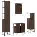 Set de muebles baño 4 pzas madera contrachapada roble marrón